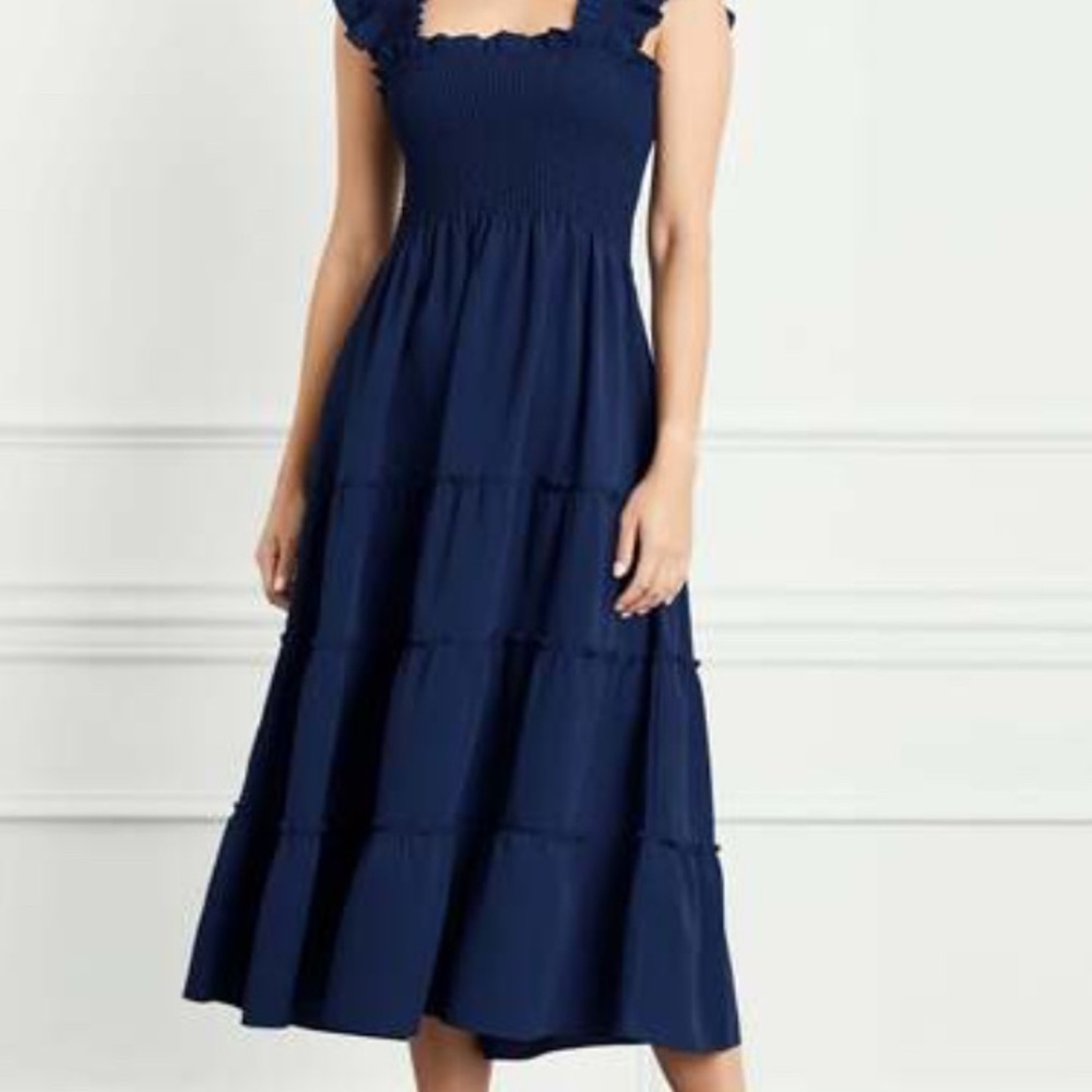 Hill House Nap Dress Blue Smocked Tiered Midi